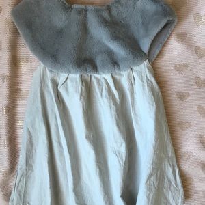 NWT grey faux fur collar dress for girls
